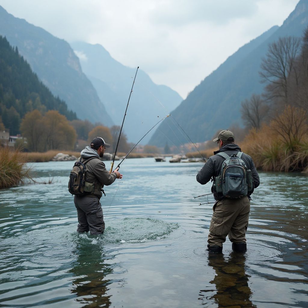Torneo di pesca alla trota in fiume